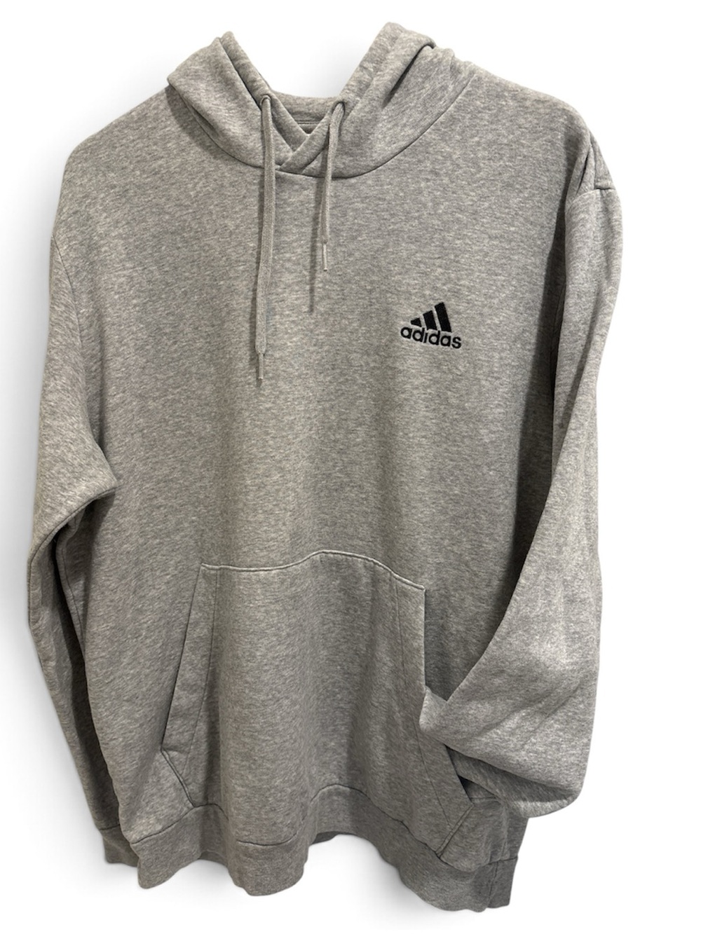 adidas Men’s Heather Gray Pullover Hoodie with Small Logo